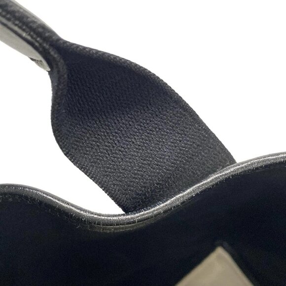 Auth BALENCIAGA Navy Cabas S 339933 Cream Black Canvas Leather Tote Bag - Picture 11 of 16